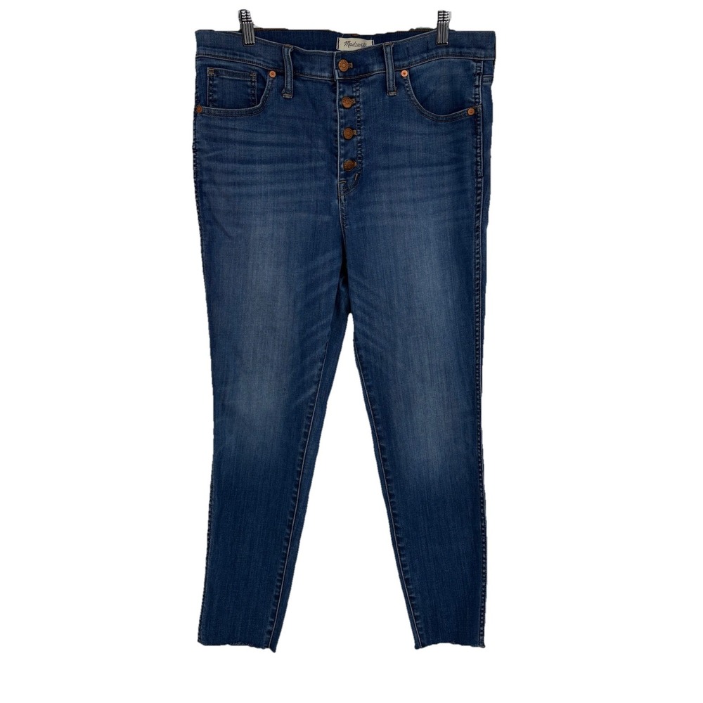 Madewell High Rise Skinny Crop Jeans 32 Blue Button Fly Perfect for Boot‎ Season
